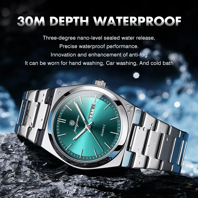 PAAZOMU Luxury Sport Man Watch Military Waterproof Luminous Date Week Men Watch Stainless Steel Quartz Men's Watches Male Clock