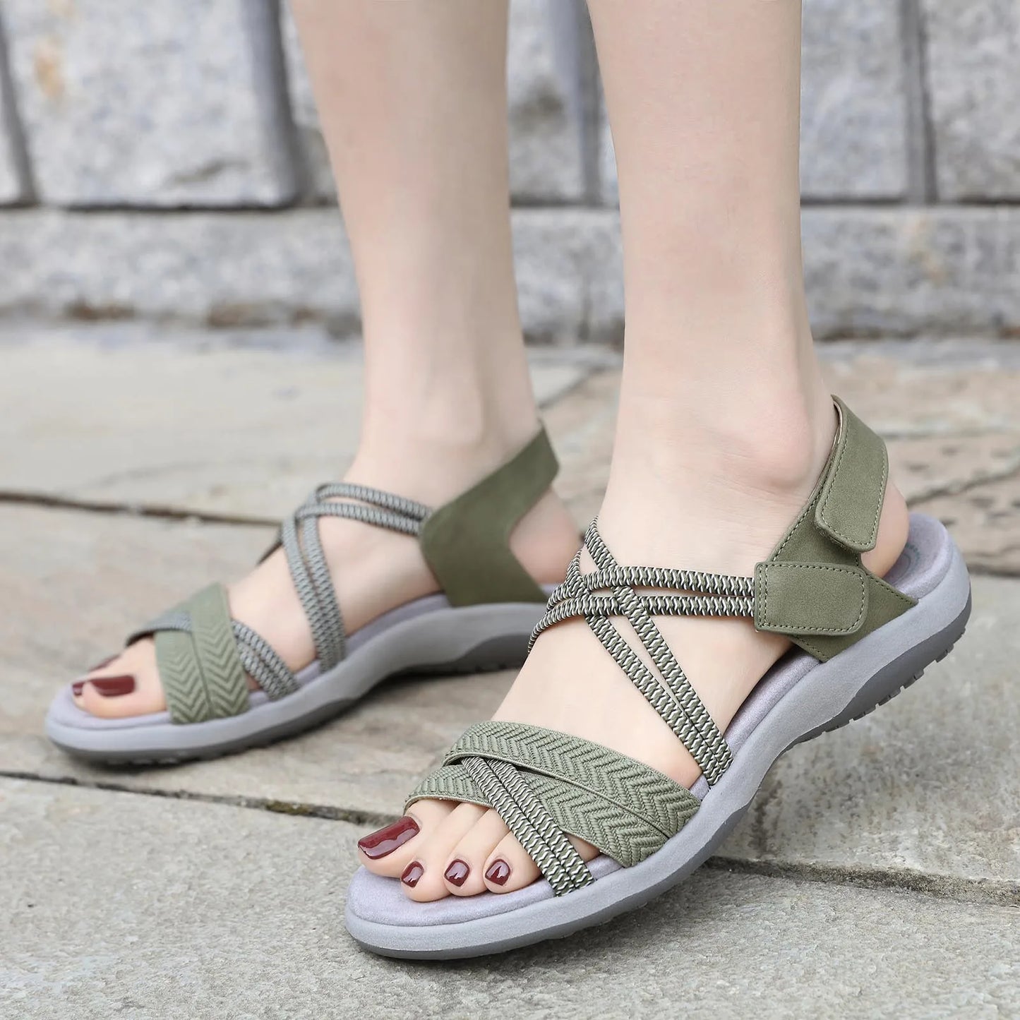 Leopard Print Sandals For Women Women'S Summer Fashion Open Toe Solid Color Adjustable Elastic Sandals For Women сандали женские