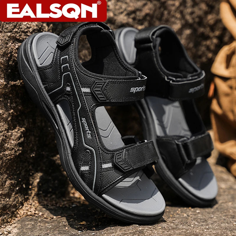 Classic Black Men's Sandals for Summer Wear-Resistant Breathable Beach Wading Shoes Outdoor Casual Walkig Sandals