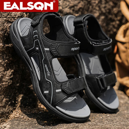 Classic Black Men's Sandals for Summer Wear-Resistant Breathable Beach Wading Shoes Outdoor Casual Walkig Sandals