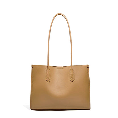 Split Leather Lady Classic Tote Bag Large Capacity Female Commute Shopping Shoulder Bags Simple Solid Color Women Handbags New