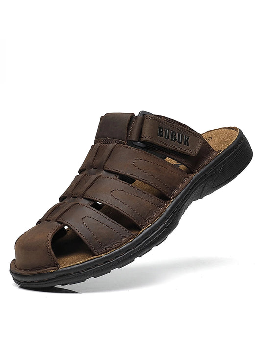 First-Layer Cowhide Men's Sports Sandals, Open-Toe Outdoor 防滑 Sandals, Casual Men's Shoes, Outdoor Fashion Beach Shoes, Li