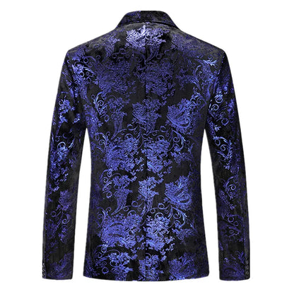 Beige Men's Long Sleeve Blazer,Gold Printed Party Suit Jacket,Asian Size M-6XL,Red Blue Silver Available Coats