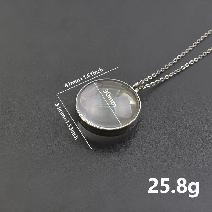 New Mix Size Round Living Memory Photo Locket Pendant Necklace Biconvex Glass Twist Stainless Steel Necklaces For Women Men Gift