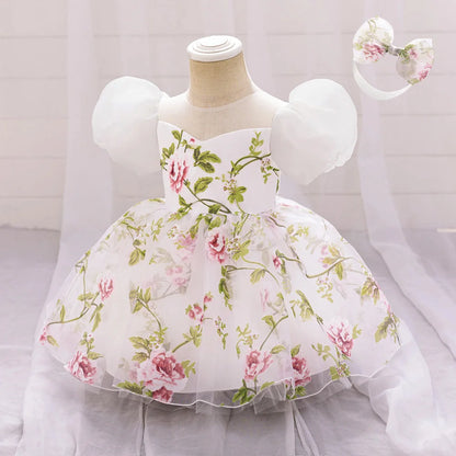 Toddler Girl Summer Casual Dresses Baby Girls Party Dress Kids Wedding Bridesmaid Floral Princess Gown Children Holiday Costumes