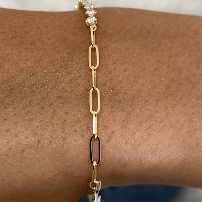 Round Cut Lab Grown Diamond Tennis Bracelet 2.2mm-4mm each DEF VS-VVS 14K Yellow Gold Prong Setting Bracelet For Women