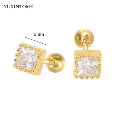 YUXINTOME Small 925 Sterling Silver Ear Needle C-Shaped Cartilage Piercing Stud Earrings For Women cartilage perforation Jewelry