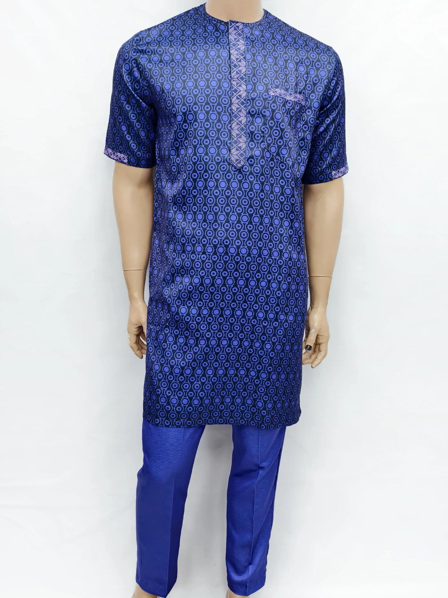 Islamic Moroccan Men's Modern Fashion Prayer Eid Robe Short Sleeve Round Neck Printing Embroidery Arabian Jubba Thobe Clothing