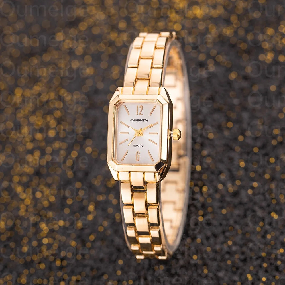 Luxury Top Brand Gold Watches Women Elegant Small Square Dial Ladies Quartz Watch Simple Fashion Female Clock zegarek damski