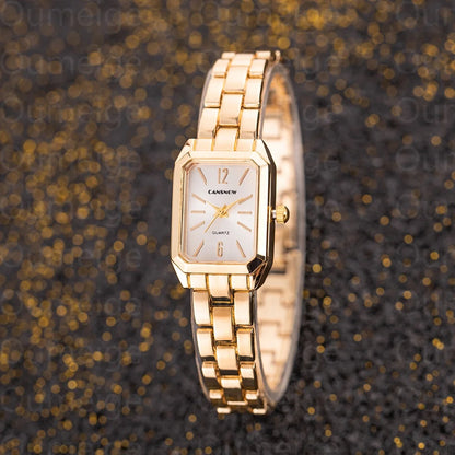 Luxury Top Brand Gold Watches Women Elegant Small Square Dial Ladies Quartz Watch Simple Fashion Female Clock zegarek damski