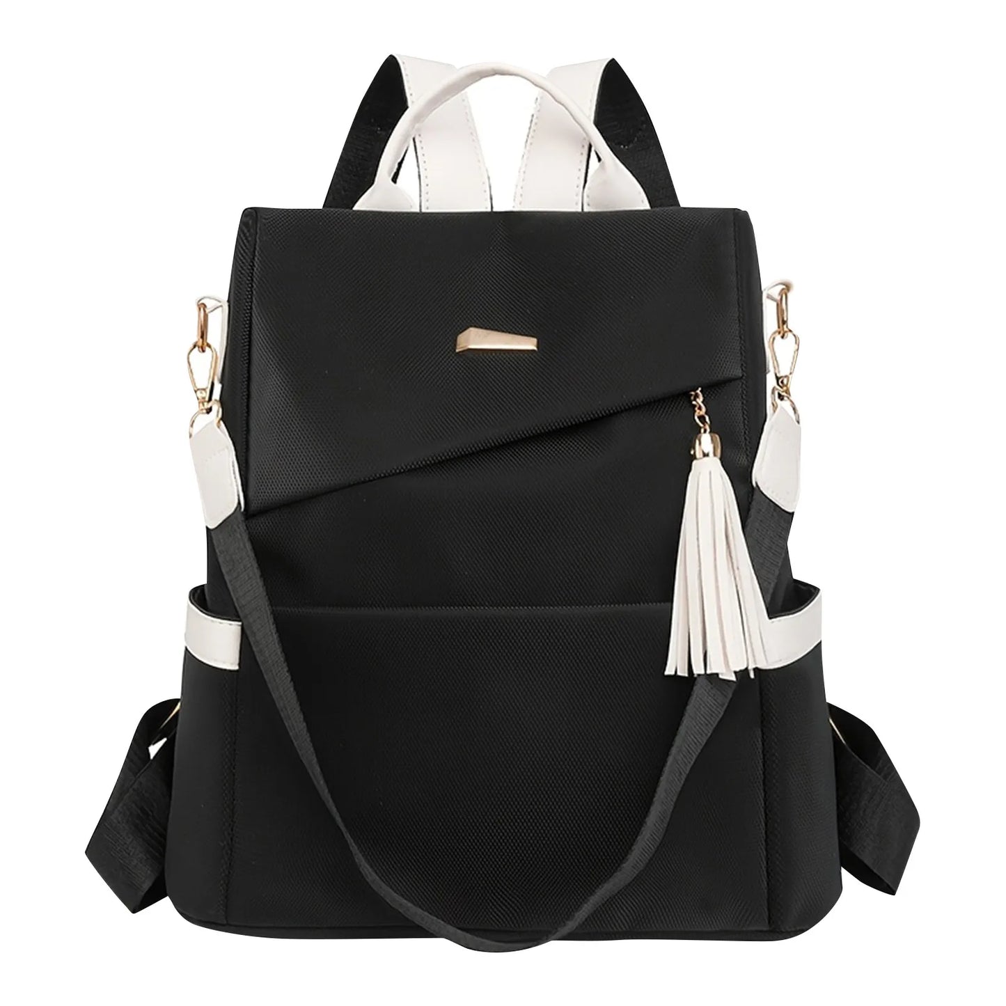 2025 Oxford Cloth Stitching Women'S Backpack Anti-Theft Back Zipper Girls Schoolbag Casual Travel Double Shoulder Backpack