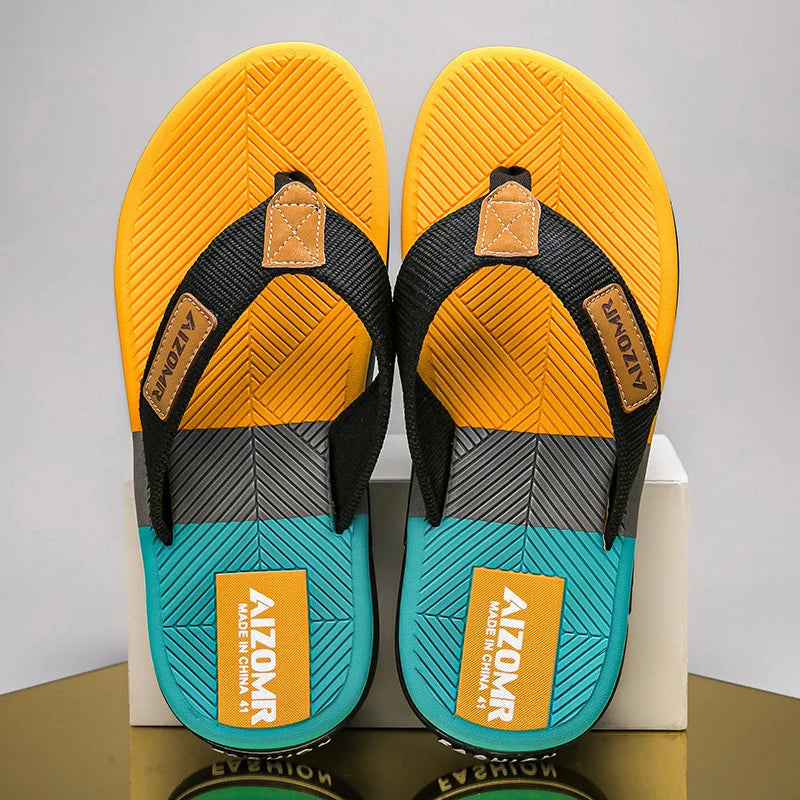 Men's Slippers, Summer Outer Wear Flip-Flops, Men's Non-Slip Flip-Flops, Deodorant Beach Sandals, Men's Style
