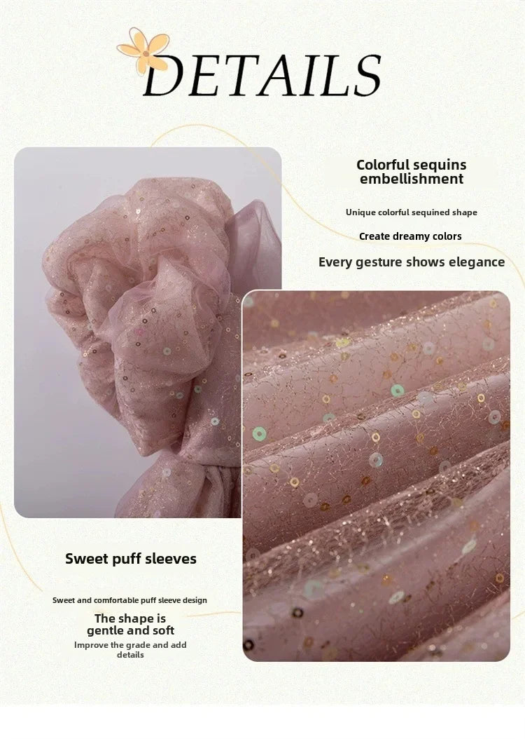 2024 Summer New Style Women's Baby Princess Dress Puffy Sleeves Trendy Girls Casual Dresses Woodland Theme Design