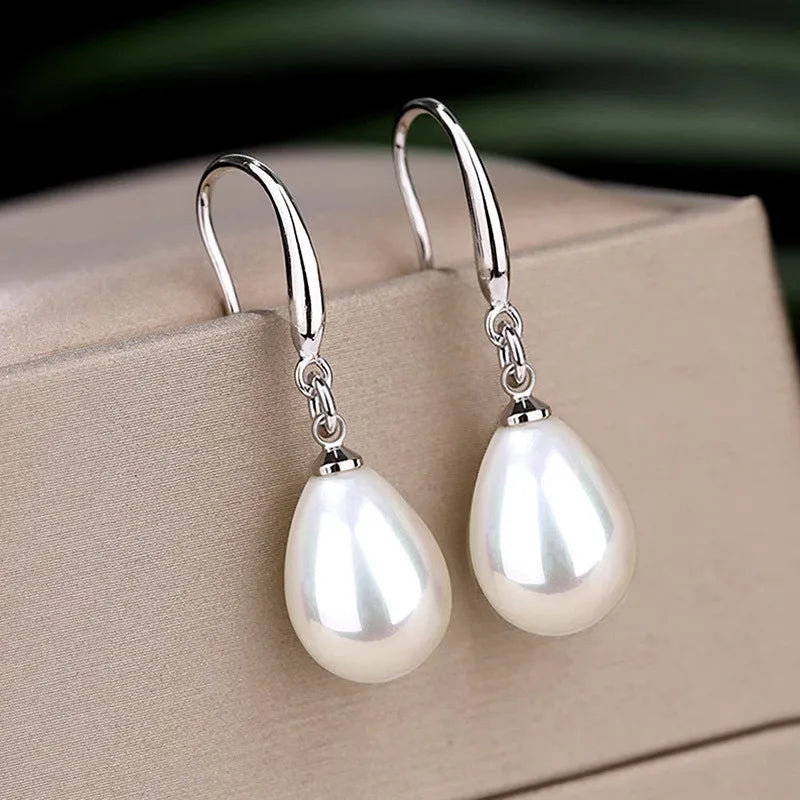 925 Sterling Silver Pearl Drop Earrings for Women Elegant Temperament Wedding Engagement Jewelry Chic Piercing Accessories
