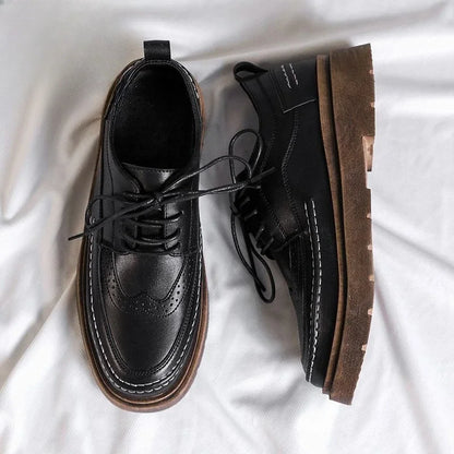 Man Casual Shoe Round Toe Leather Shoes For Men Brogue Luxury Sale Adults Fashion 2024 Elegant Cheap Clearance Korean Style Pu