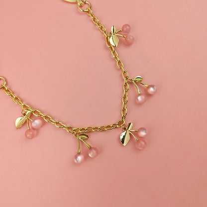 Pink Cherry Bag Charm Strawberry Pendants For Bags Fashionable Women\'s Keychain Accessories Gift