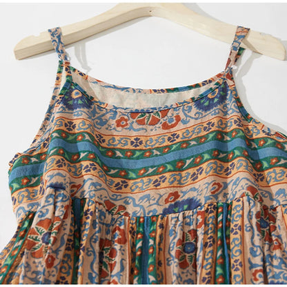 Printed halter dress female summer new Korean version of the bohemian fashion temperament vacation loose casual long dresses