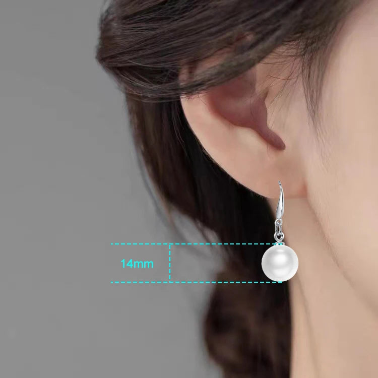 925 Sterling Silver Fashion Jewelry Pearl Drop Earrings For Lady New XY0009