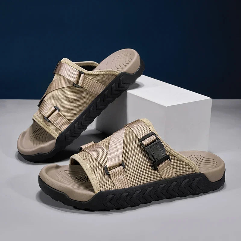 Men's Thick Soled Round Toe Fashionable Slippers Women's Comfortable Breathable Casual, Wear-resistant Sandals Summer Slippers