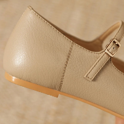 Women's sheepskin round toe slip-on Mary Jane ballet flats soft comfortable casual female ballerinas daily slim shoes for woman