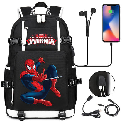 Superhero Spiderman School Backpack Travel Bags Large Waterproof Multifunction USB Charging Backpacks Travel Sport Duffel Bag