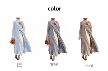 Ivory New Arrival Cross-border Best Seller Chiffon Cardigan Elegant Long Dress Solid Color Dress 21419