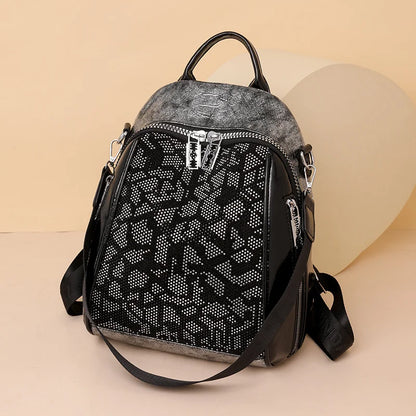 Fashion Large Capacity Commuter Women's Backpack Girls Leisure Travel Storage Bag Soft Leather Waterproof Korean Style Shoulder
