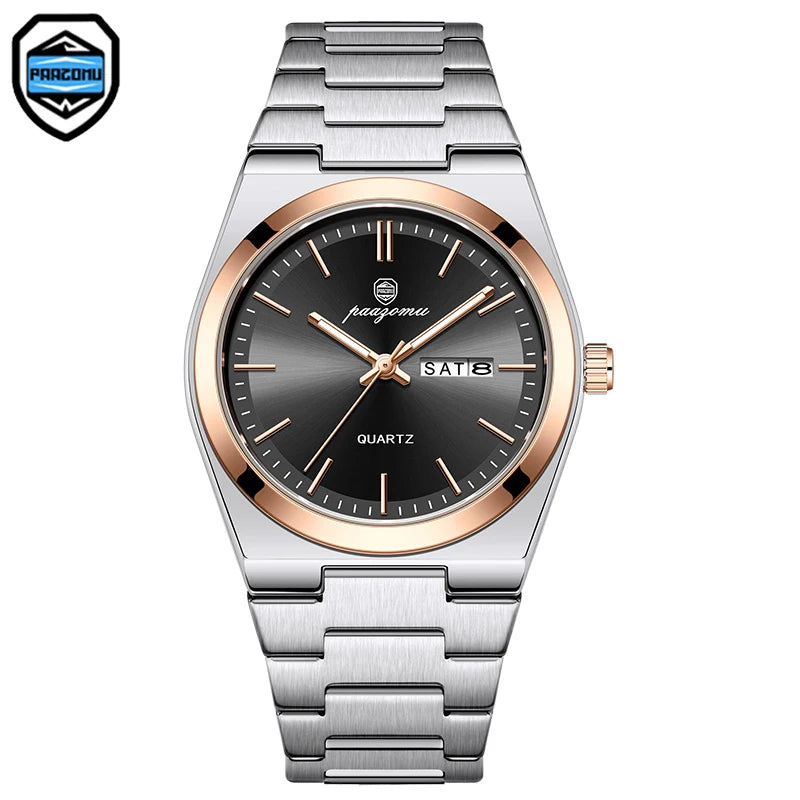 PAAZOMU Luxury Sport Man Watch Military Waterproof Luminous Date Week Men Watch Stainless Steel Quartz Men's Watches Male Clock