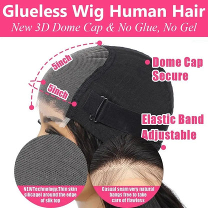 Glueless Wigs Human Hair Bone Straight Lace Wigs Pre-Cut 5x5 Lace Closure Remy Human Hair Ready To Wear For Women Pre Plucked