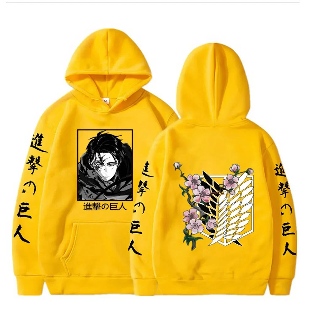 New Attack Giant Large Hoodie Levi Graphic Hoodie Men's and Women's Clothing Autumn Warm Hoodie Street Top