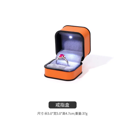 LED Enhanced Jewelry Box Round Black Frame Organizer for Rings Necklaces Bracelets Boutique  Gift Packaging