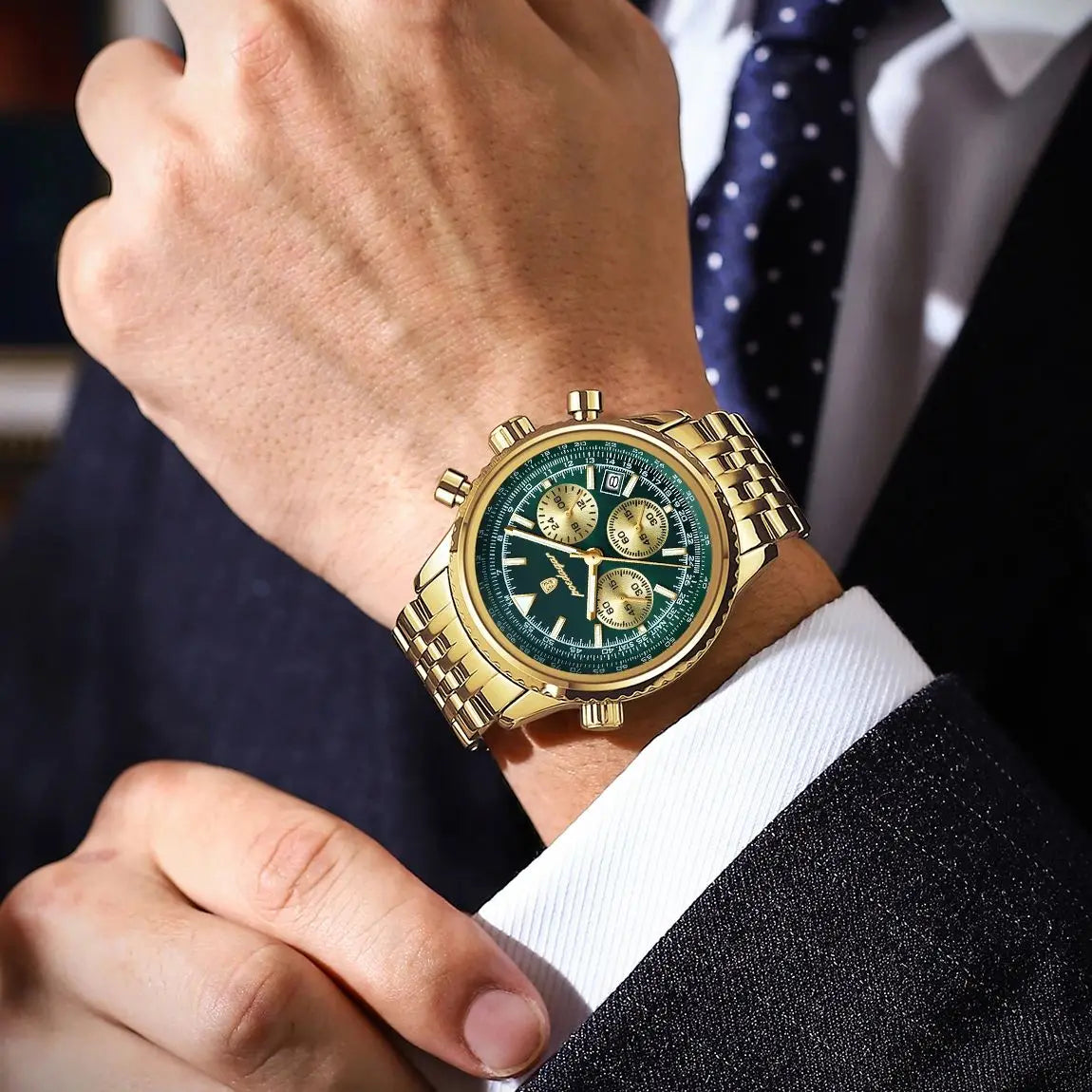 POEDAGAR Top Luxury Men's Watches Waterproof Luminous Chronograph Date Male Watch Stainless Steel Military Quartz Men Wristwatch