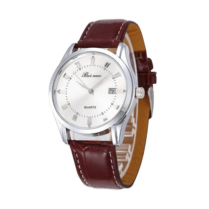 Classic Men‘s Quartz Watch with Calendar Fashion Metal Dial Leather Strap Man Watch Casual Business Male Clock montre homme