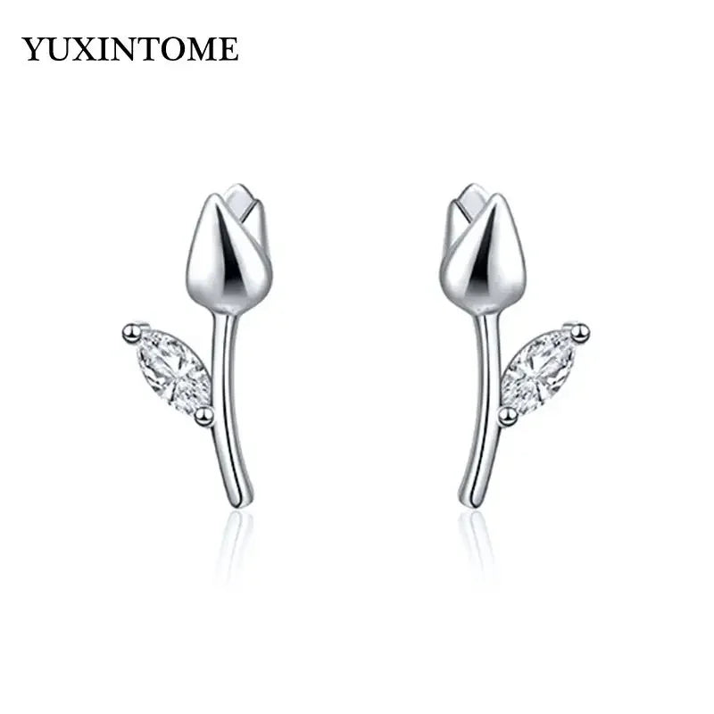 YUXINTOME Small 925 Sterling Silver Ear Needle C-Shaped Cartilage Piercing Stud Earrings For Women cartilage perforation Jewelry