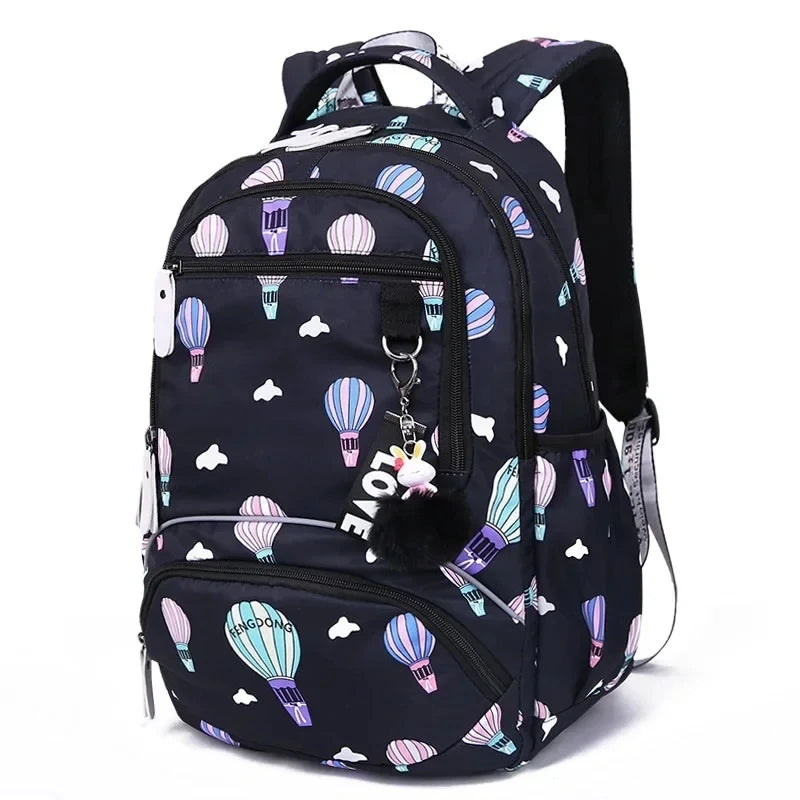 School Backpacks Girls 2024 Flower Print Backpack Women Pink Black School Bag Junior High School Students Mochilas Escolares New