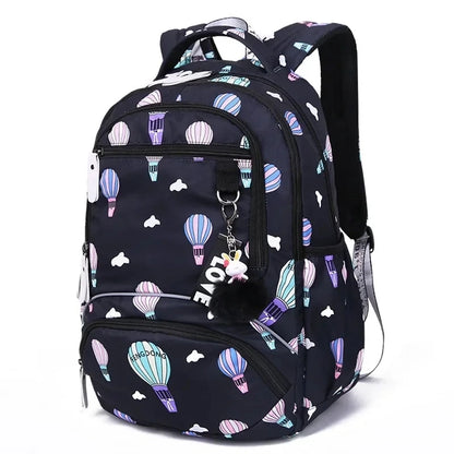 School Backpacks Girls 2024 Flower Print Backpack Women Pink Black School Bag Junior High School Students Mochilas Escolares New