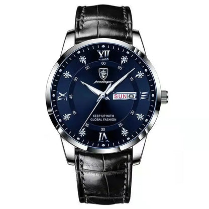 POEDAGAR Luxury Business Man Wristwatch Waterproof Luminous Leather Men's Quartz Watch High Quality Fashion Watches For Men Gift
