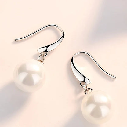 925 Sterling Silver Fashion Jewelry Pearl Drop Earrings For Lady New XY0009
