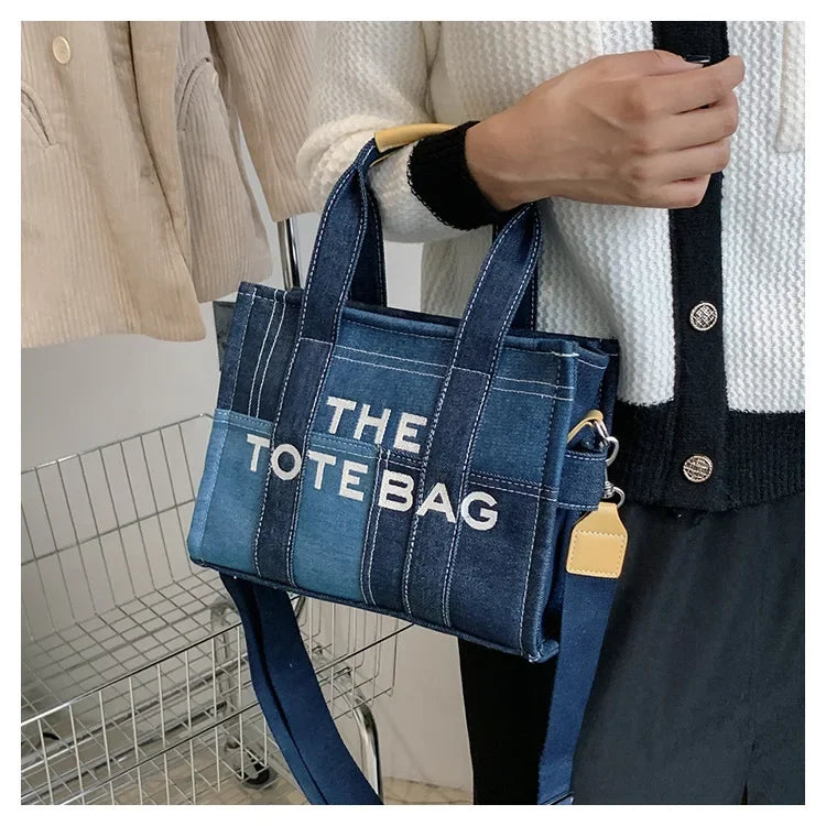 Fashion Patchwork Denim Tote Bag Designer Letters Women Handbags Luxury Shoulder Crossbody Bags Casaul Big Shopper Purses 2023