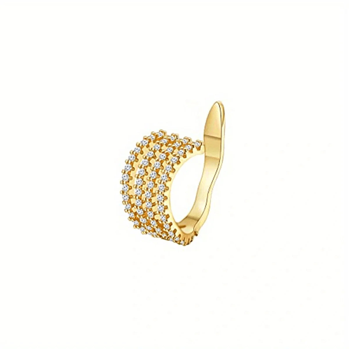 1Pc Hypoallergenic Huggie Earring Cuff for Women Men, Sparkling Cubic Zerconia Fake Carilage Clip On Ear No Piercing Jewelry