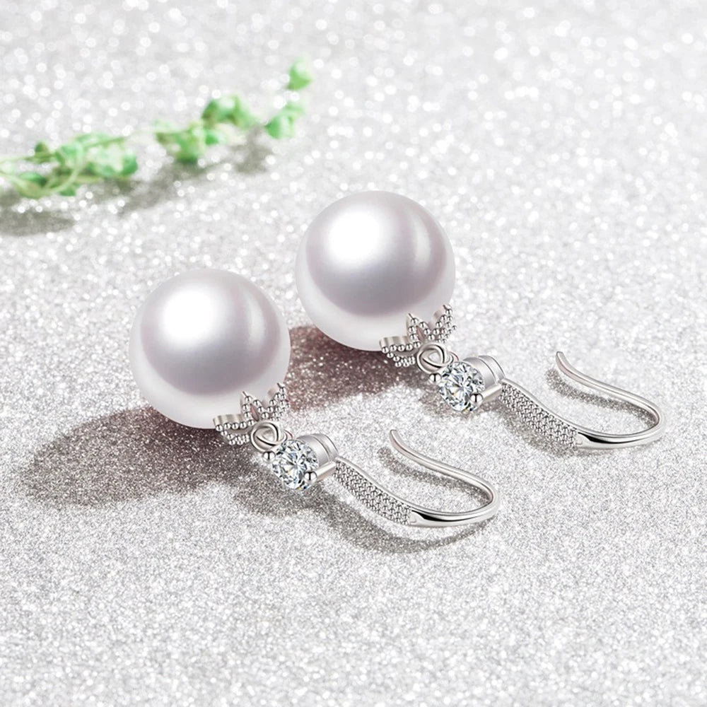 925 Sterling Silver Women's New Jewelry Original Fashion Crystal Pearl Drop Earrings XY0001