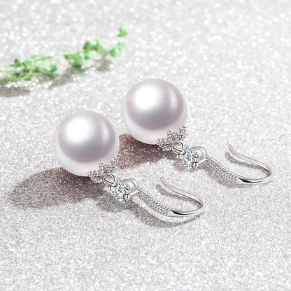 925 Sterling Silver Women's New Jewelry Original Fashion Crystal Pearl Drop Earrings XY0001