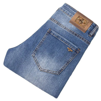 Light Blue Jeans Men's Spring Light Luxury Stretch Slim Fit Versatile High-End and Fashionable Simple Casual Trousers