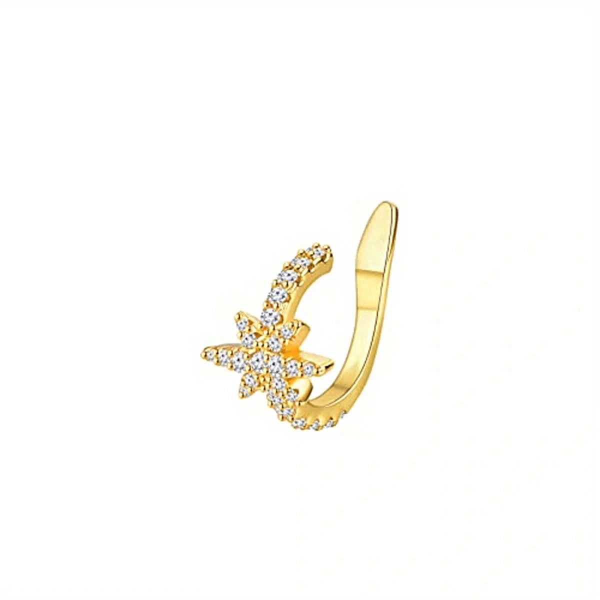 1Pc Hypoallergenic Huggie Earring Cuff for Women Men, Sparkling Cubic Zerconia Fake Carilage Clip On Ear No Piercing Jewelry