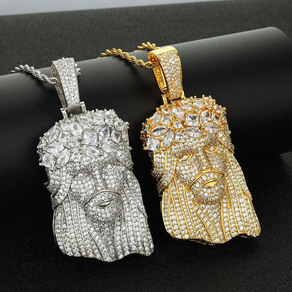 Hip Hop Iced out Jesus Pendant Necklace Customizable Bling Bling Diamond Christian Religious Jesus Pendant Jewelry Gift