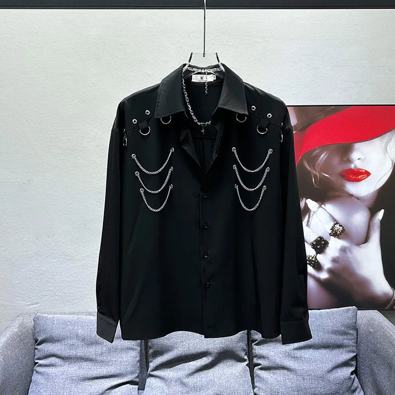 Spring and Autumn New Long Sleeve Shirt Men's Fashion Casual Versatile Patchwork Handsome Trendy Niche Men's Wear Top