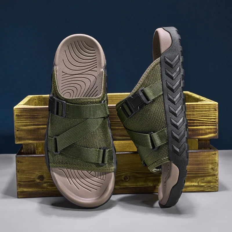 Men's Thick Soled Round Toe Fashionable Slippers Women's Comfortable Breathable Casual, Wear-resistant Sandals Summer Slippers