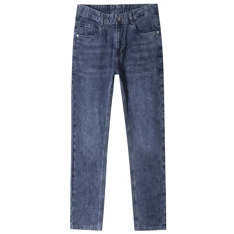 2024 Summer Thin  Elastic Fit Men's Jeans Loose Straight Leg Denim Pants
