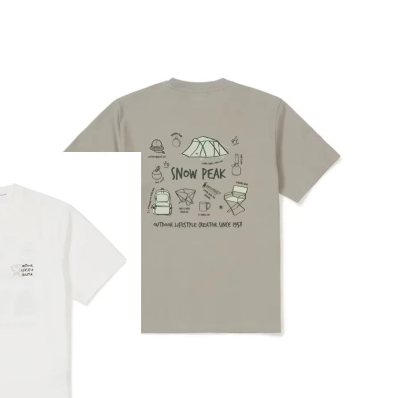 Men's Outdoor Cotton T-Shirt Dynamic Encryption Print Streetwear Top Black Crew Neck Summer Graphic Tee