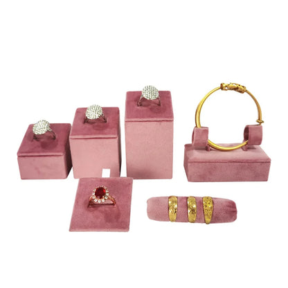 Pink Holland Velvet Ring Holder Ring Earrings Bangle Bracelet Storage Rack Jewelry Storage Display Stand Organizer for store